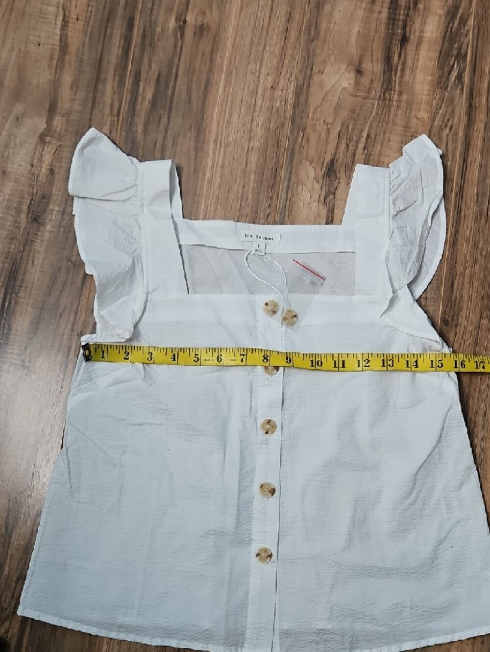 Blu Pepper White Top with Subtle Ruffle Detail Small - Picture 6 of 7